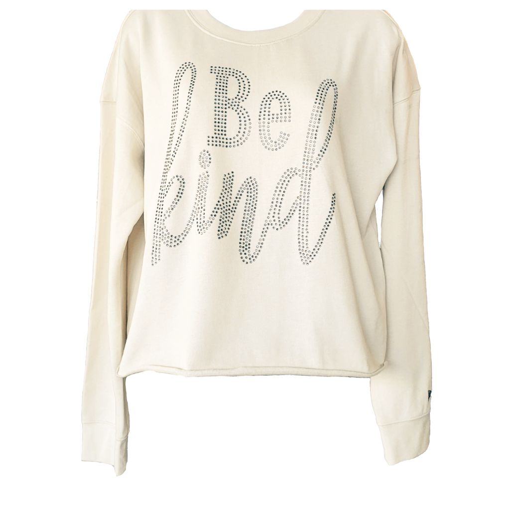 Be Kind Rhinestone Embelished - Ladies Fleece Crop Top