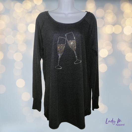 Champagne Toast -Ladies Rhinestone Tunic