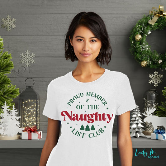 Naughty List Club - Ladies Graphic Christmas T-shirt