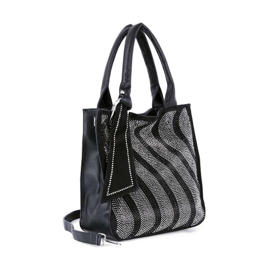 Black Rhinestone Pattern Tote Bag