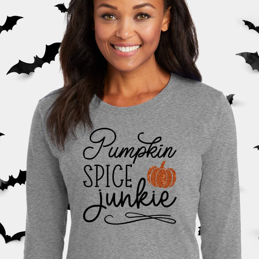 Pumpkin Spice Junkie Long Sleeve Tee | Fall Graphic Shirt