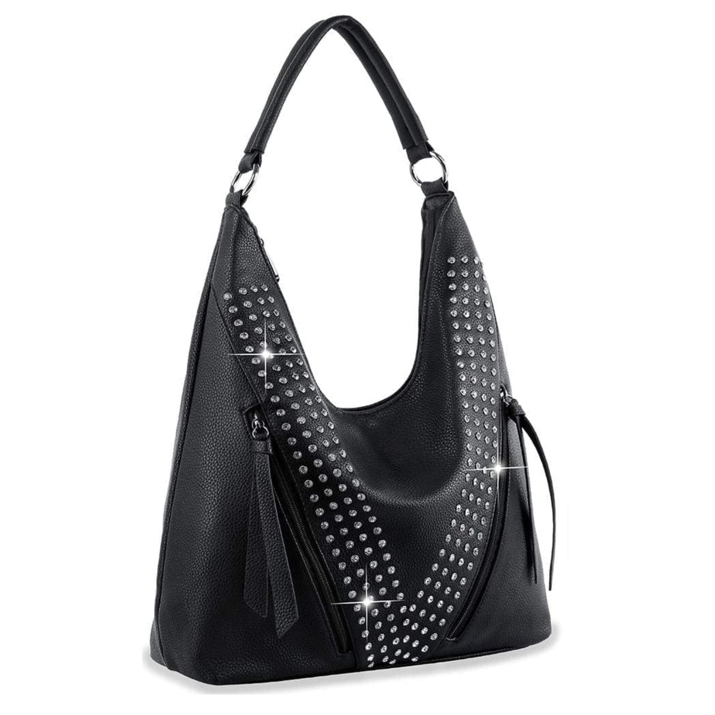 Rhinestone Accent Hobo Bag - Zebra & Solids