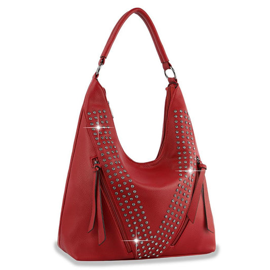 Rhinestone Accent Hobo Bag - Zebra & Solids