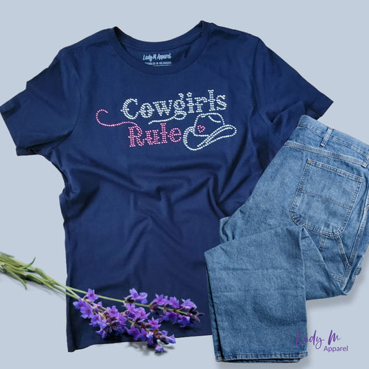 Cowgirls Rule - Ladies SS Rhinestone Tee