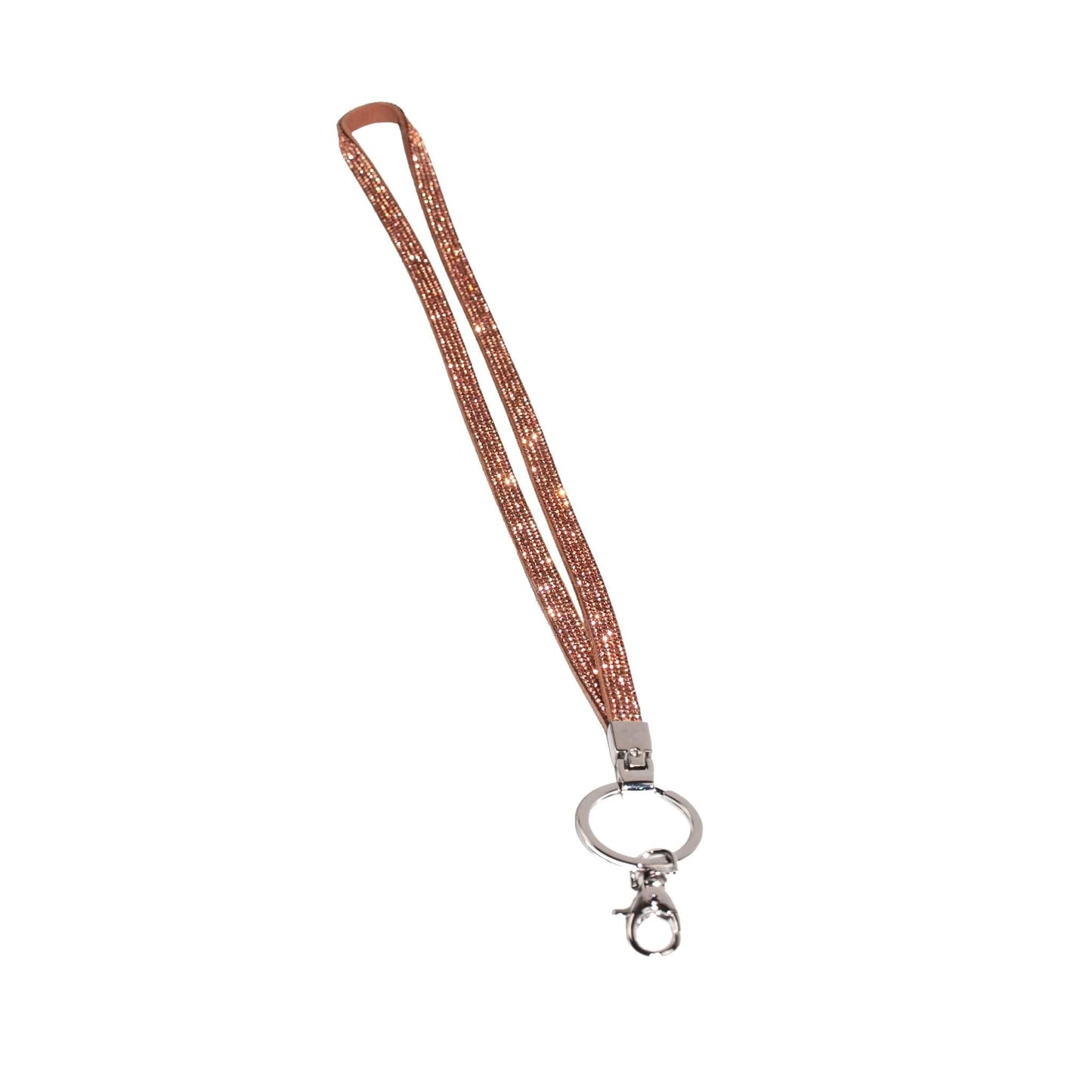 Rhinestone Lanyard Keychain – Pink, Silver, Black & Rose Gold