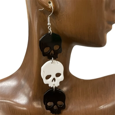 Black & White Skull Earrings