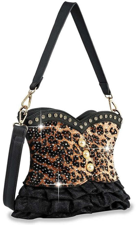 Leopard Print Rhinestone Handbag
